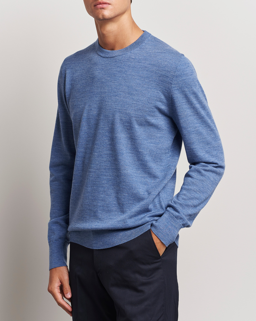 Hombres |  | Filippa K | Merino Round Neck Sweater Blue Melange