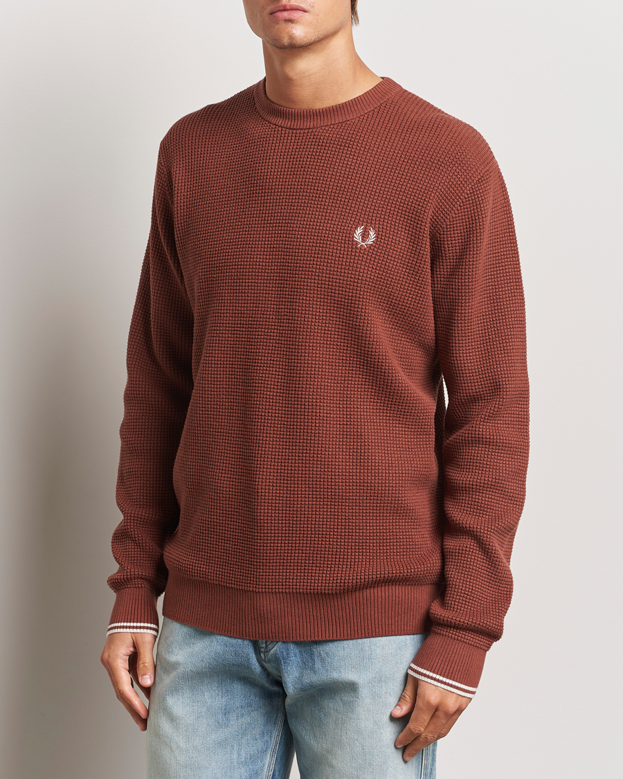 Hombres |  | Fred Perry | Waffle Stitch Jumper Whiskey Brown