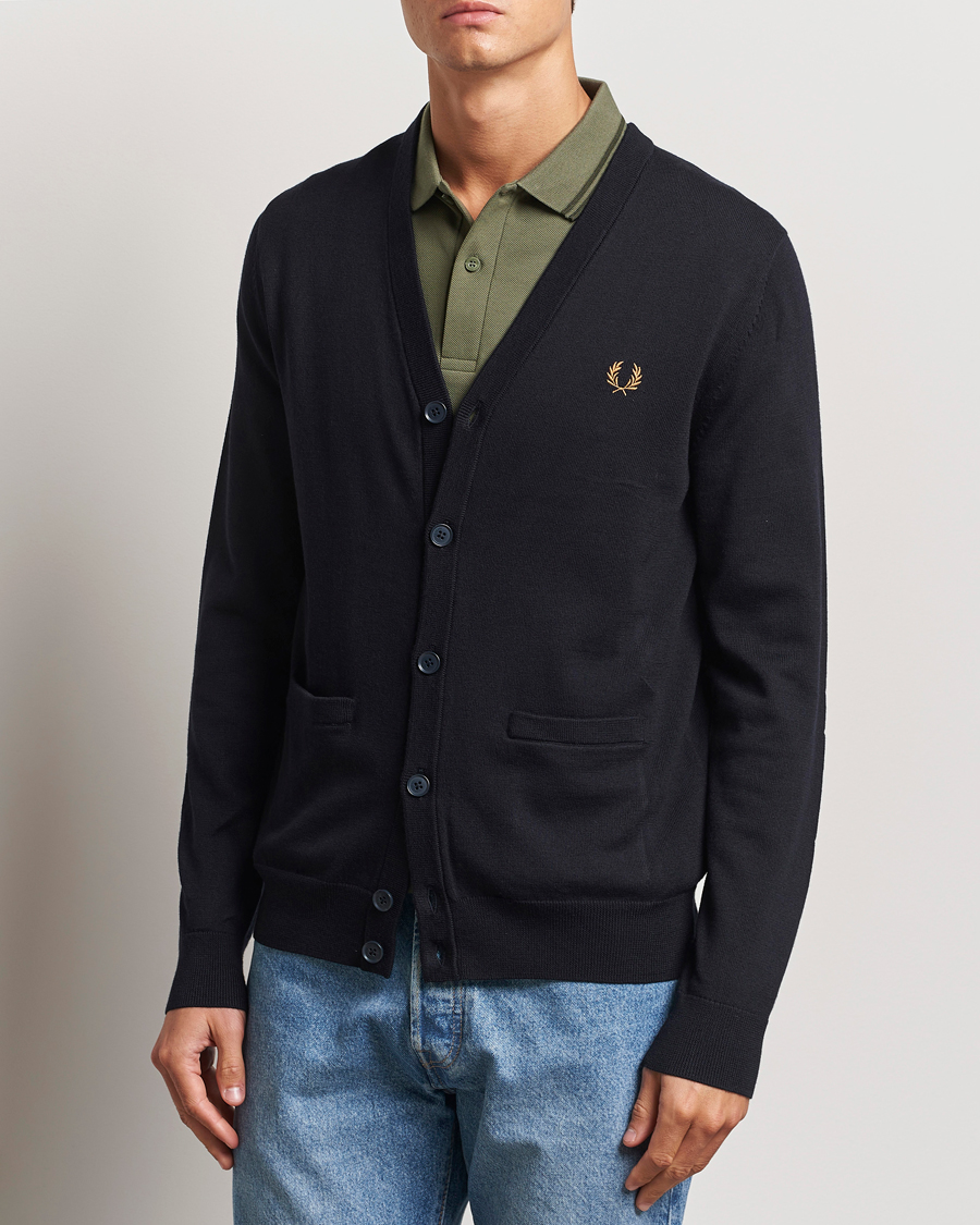 Hombres |  | Fred Perry | Knitted Cardigan Navy