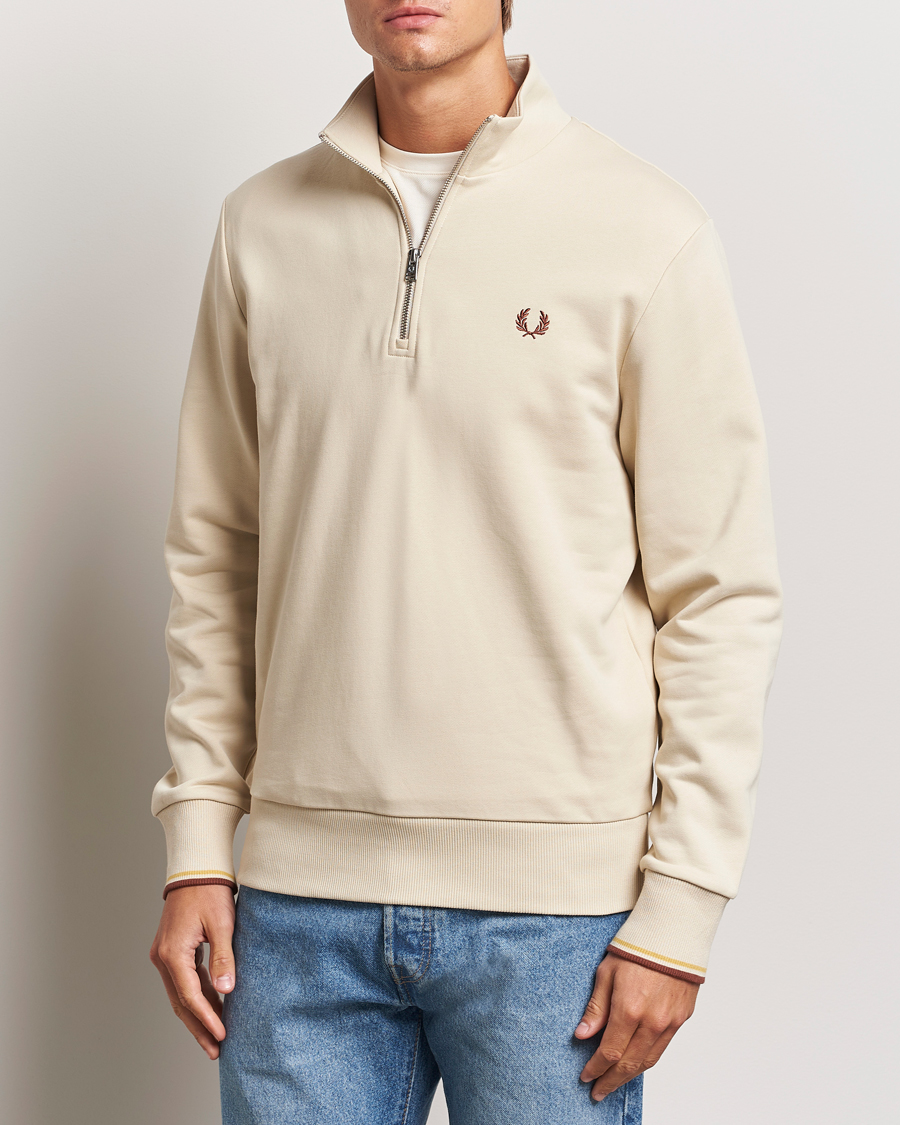 Hombres |  | Fred Perry | Half Zip Sweatshirt Oatmeal