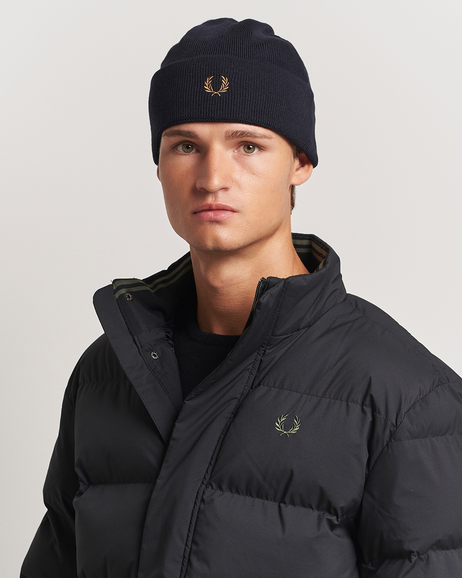 Hombres |  | Fred Perry | Merino Wool Beanie Navy