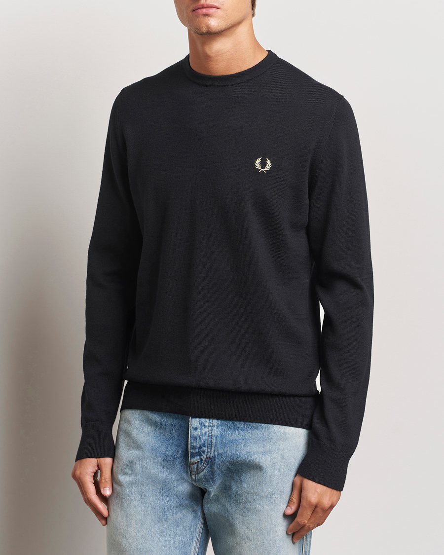 Hombres |  | Fred Perry | Classic Crew Neck Jumper Black