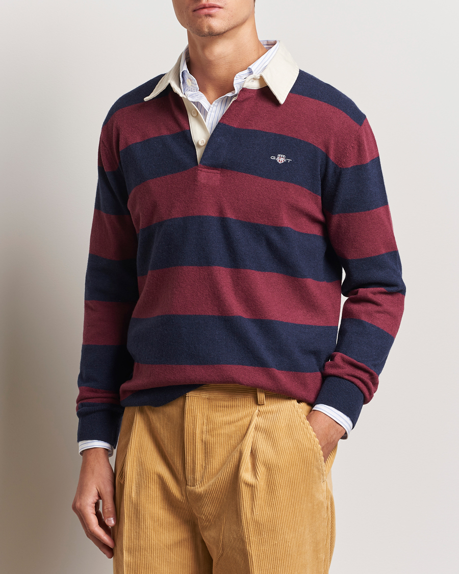 Hombres |  | GANT | Extra Fine Lambswool Striped Rugger Marine