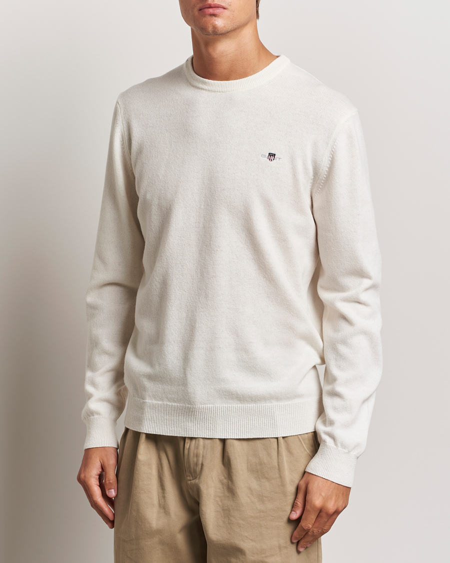 Hombres |  | GANT | Lambswool Crew Neck Pullover Cream