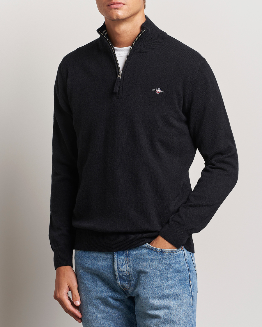 Hombres |  | GANT | Lamsbwool Half Zip Black