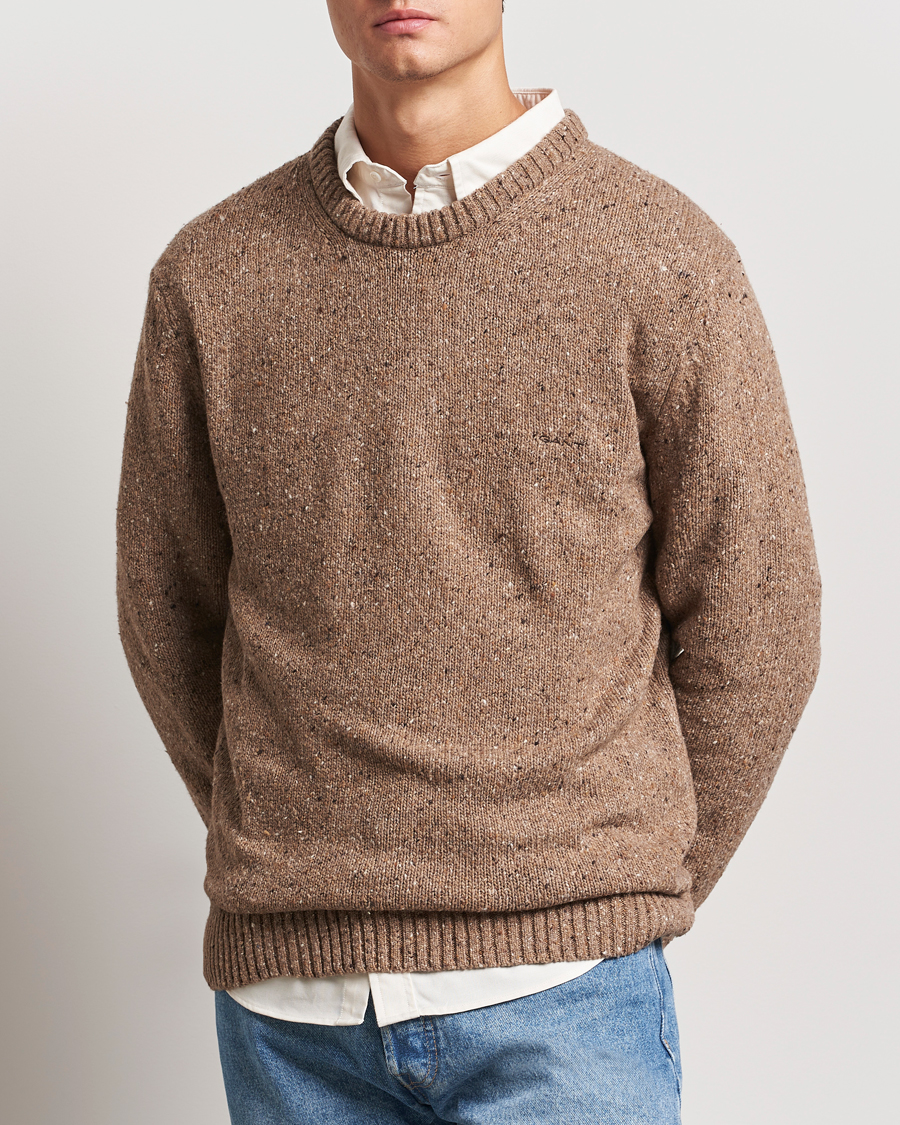 Hombres |  | GANT | Neps Wool Crew Neck Brown Melange