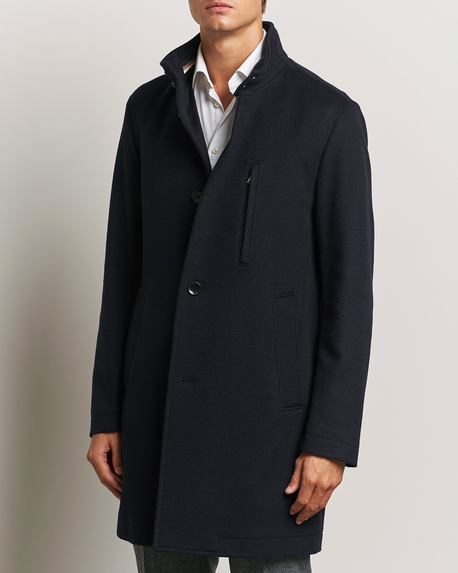 Hombres | Business & Beyond - Formal | BOSS BLACK | Hyde Stand Up Collar Coat Dark Blue