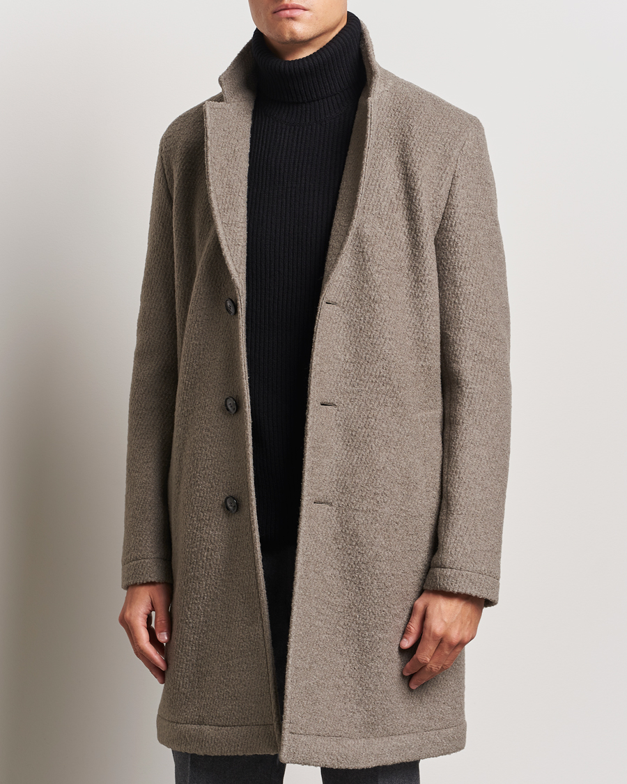 Hombres |  | BOSS BLACK | Hyde Structured Wool Coat Dark Beige