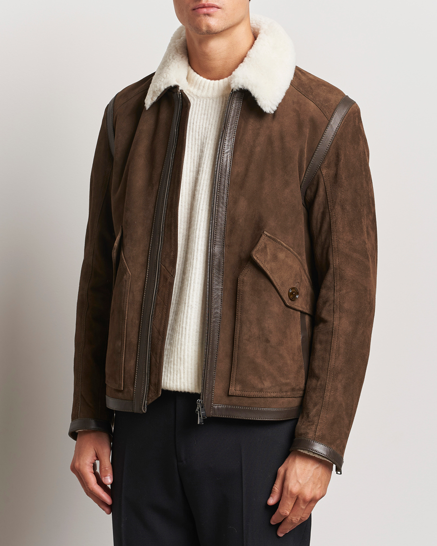 Hombres |  | BOSS BLACK | Montel Suede Searling Bomber Jacket Brown