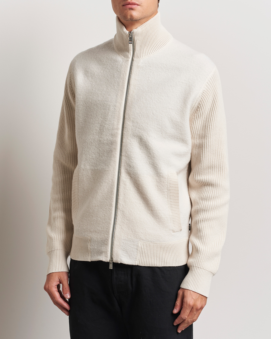 Hombres |  | BOSS BLACK | Emeraviglio Wool/Cotton Full Zip Open White