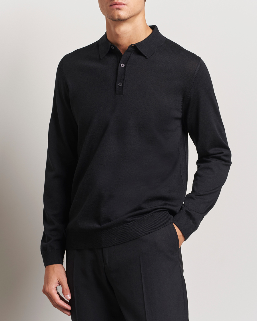 Hombres |  | BOSS BLACK | Lancione Merino Knitted Polo Black