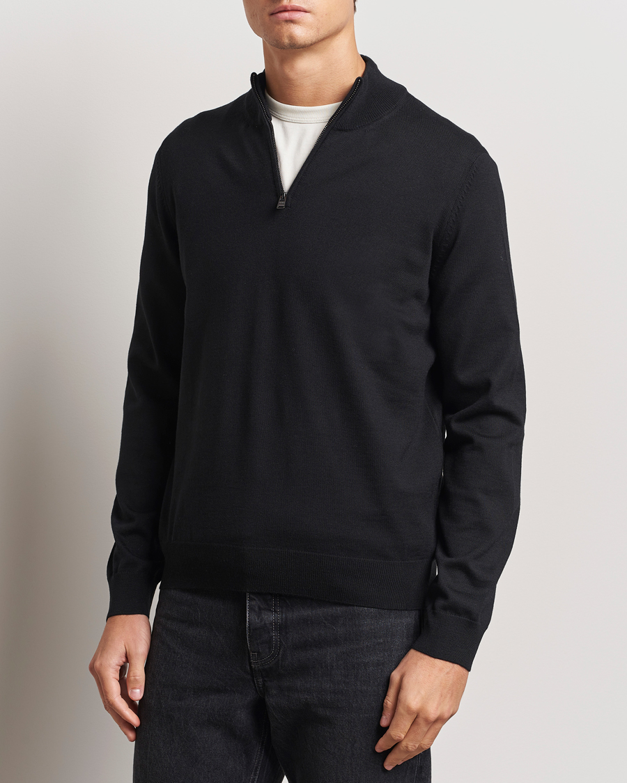 Hombres |  | BOSS BLACK | Ebenji Merino Knitted Half Zip Black