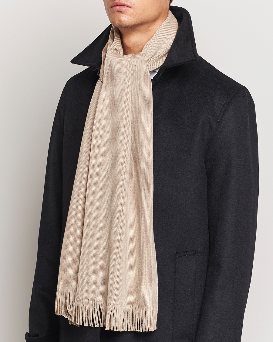 Hombres | Bufandas | BOSS BLACK | Albas Wool Scarf Light Beige