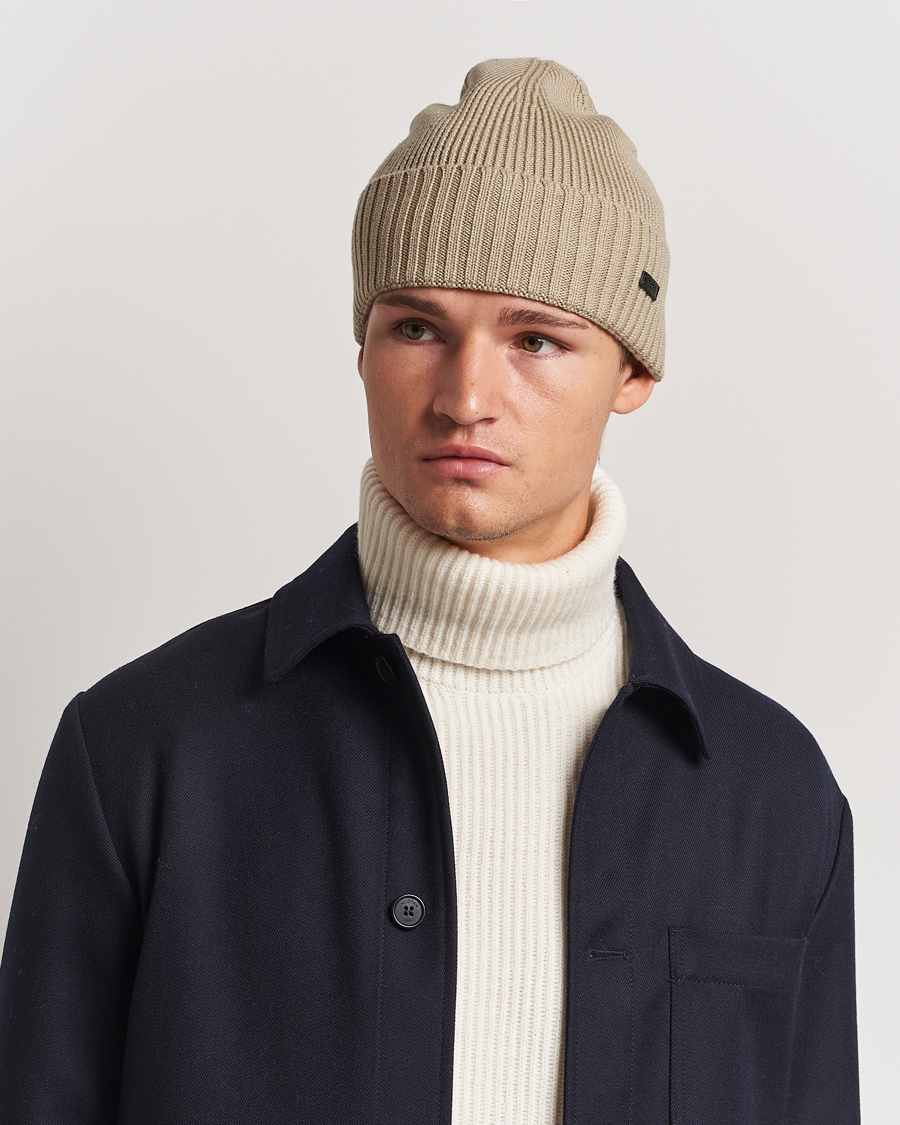 Hombres |  | BOSS BLACK | Fati Wool Beanie Light Beige