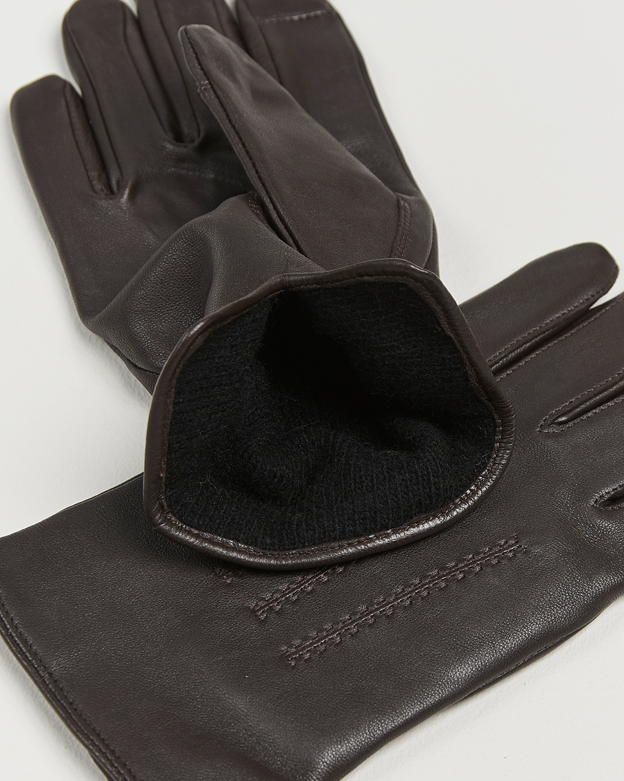 Hombres |  | BOSS BLACK | Hainz Leather Gloves Dark Brown