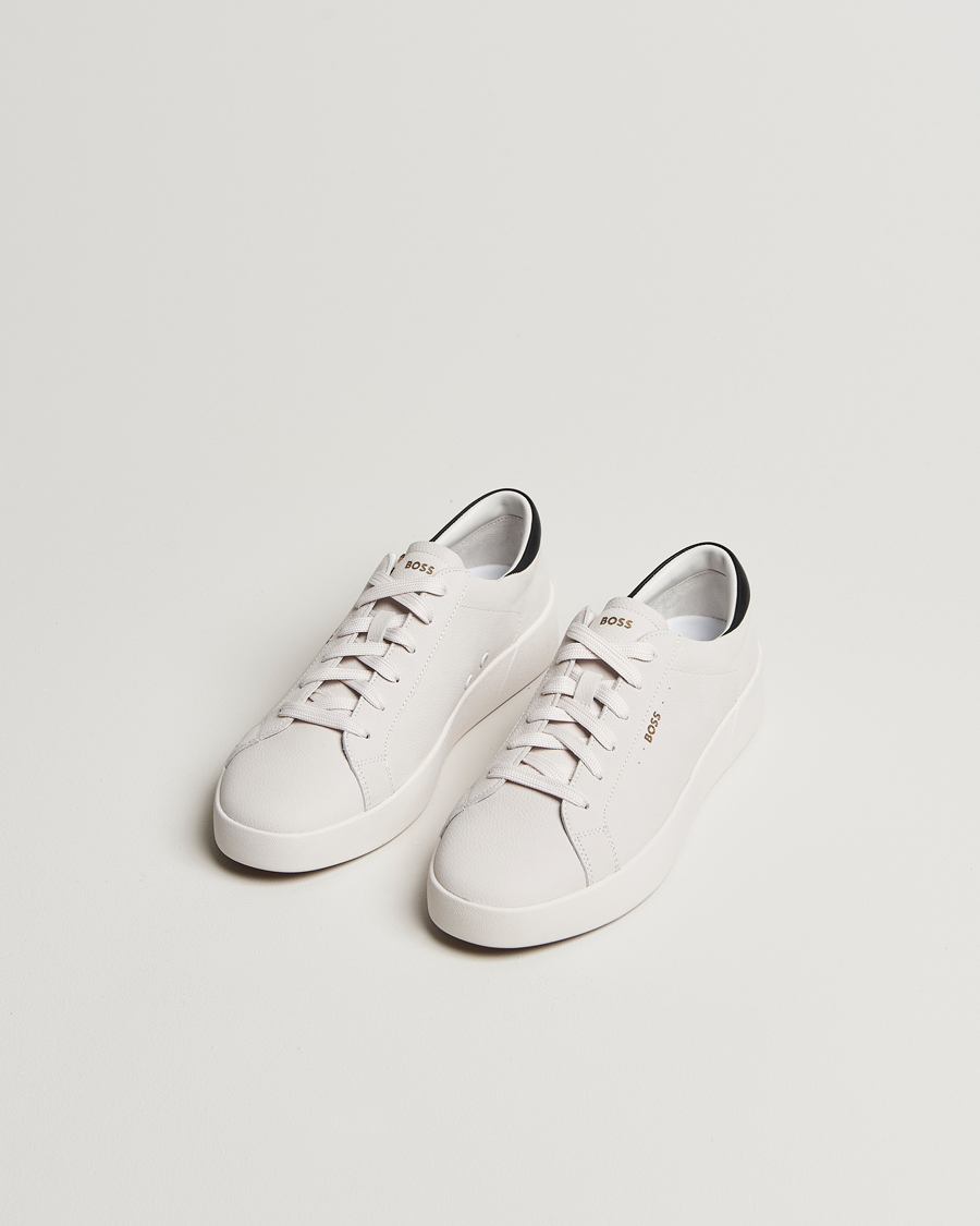 Hombres | Zapatillas | BOSS BLACK | Belwar Leather Sneaker Open White