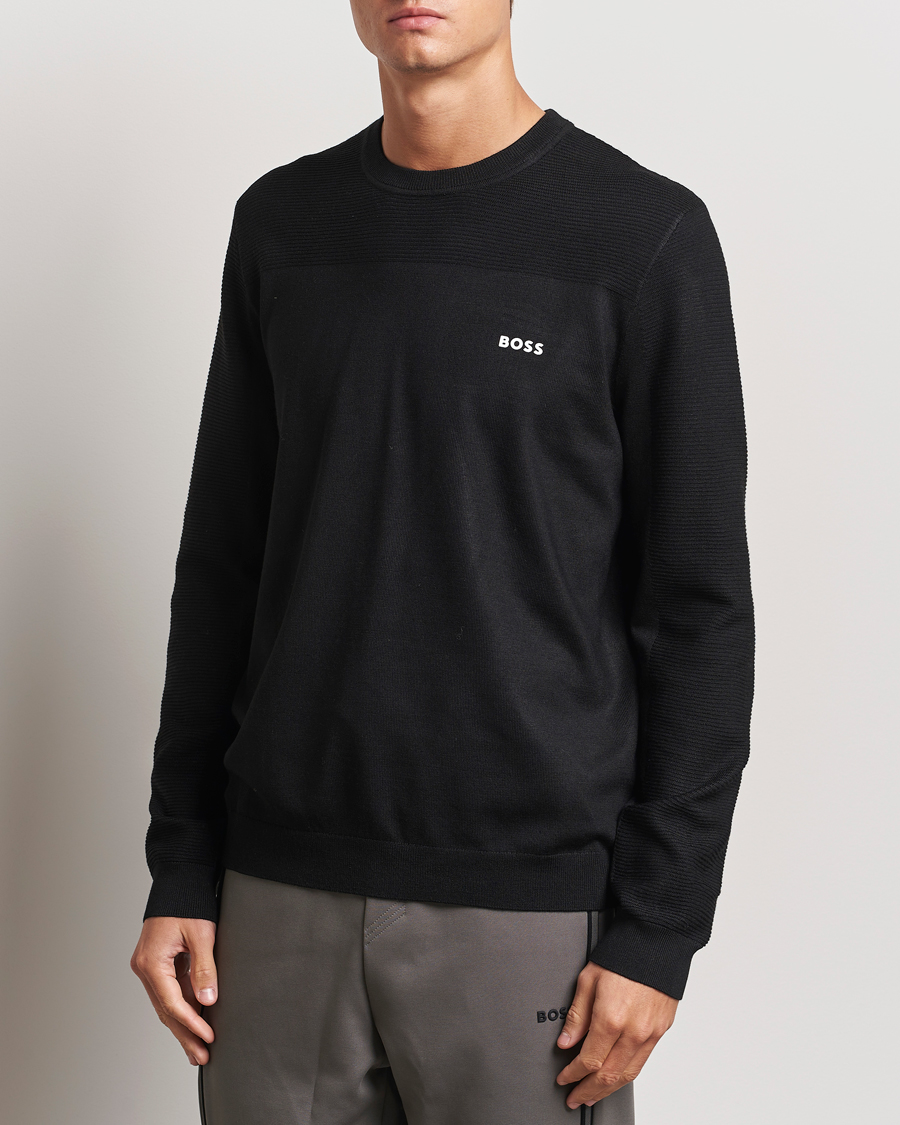 Hombres |  | BOSS GREEN | Momentum Knitted Crew Neck Black