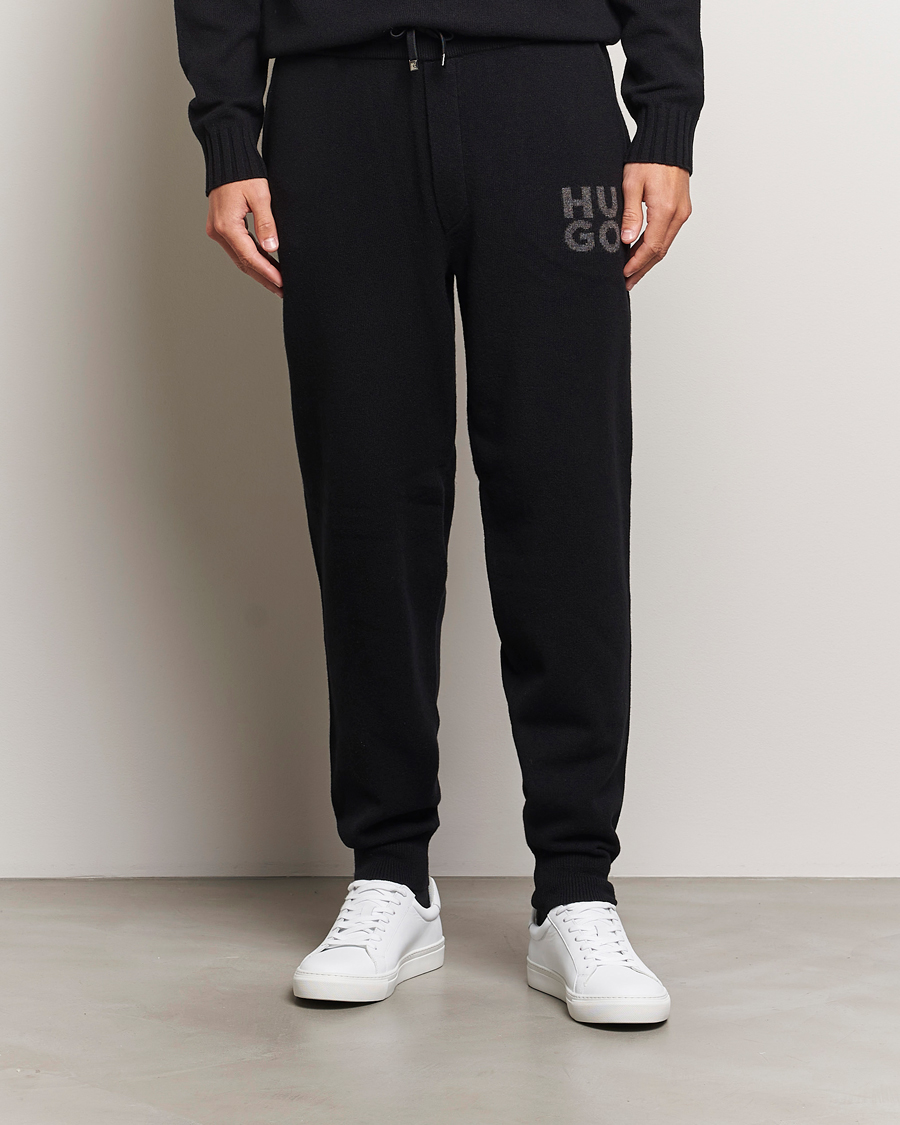 Hombres |  | HUGO | San Steero Wool Knitted Joggers Black