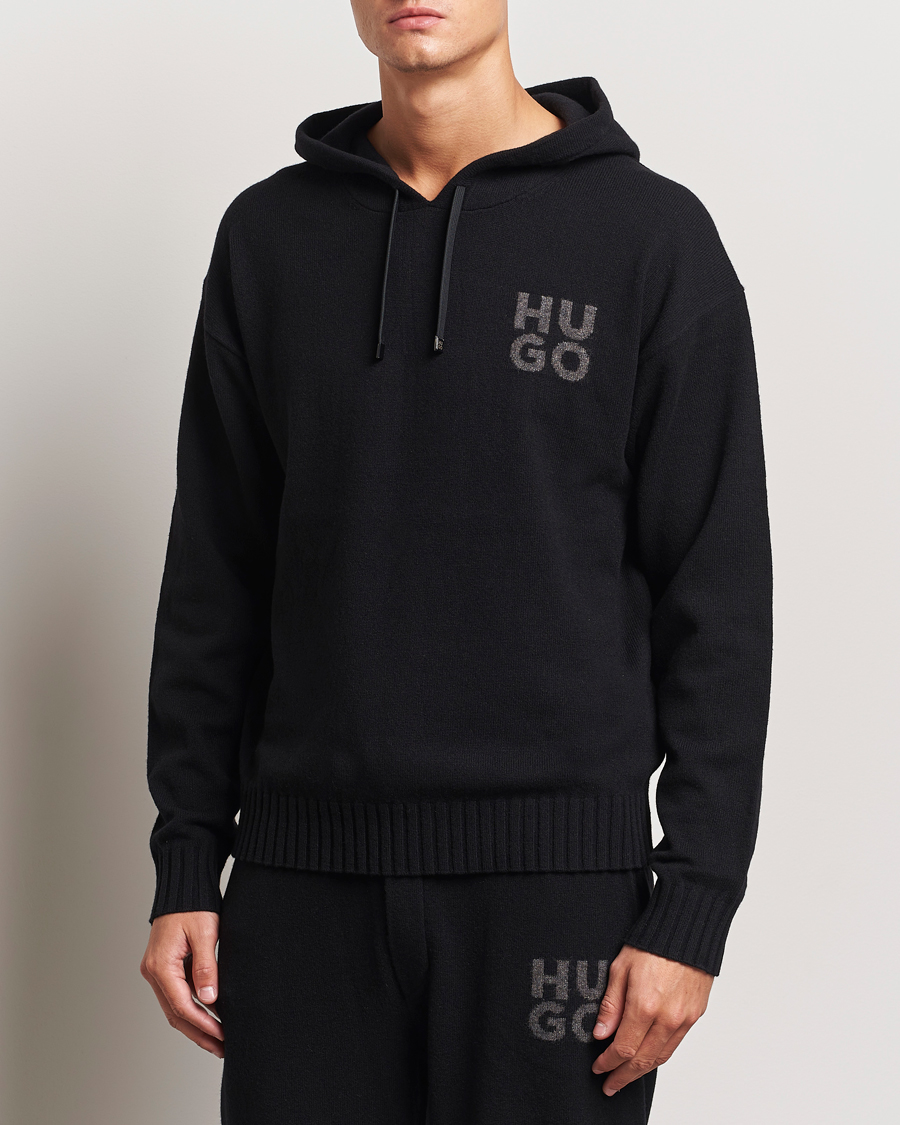 Hombres |  | HUGO | San Henry Wool Knitted Hoodie Black