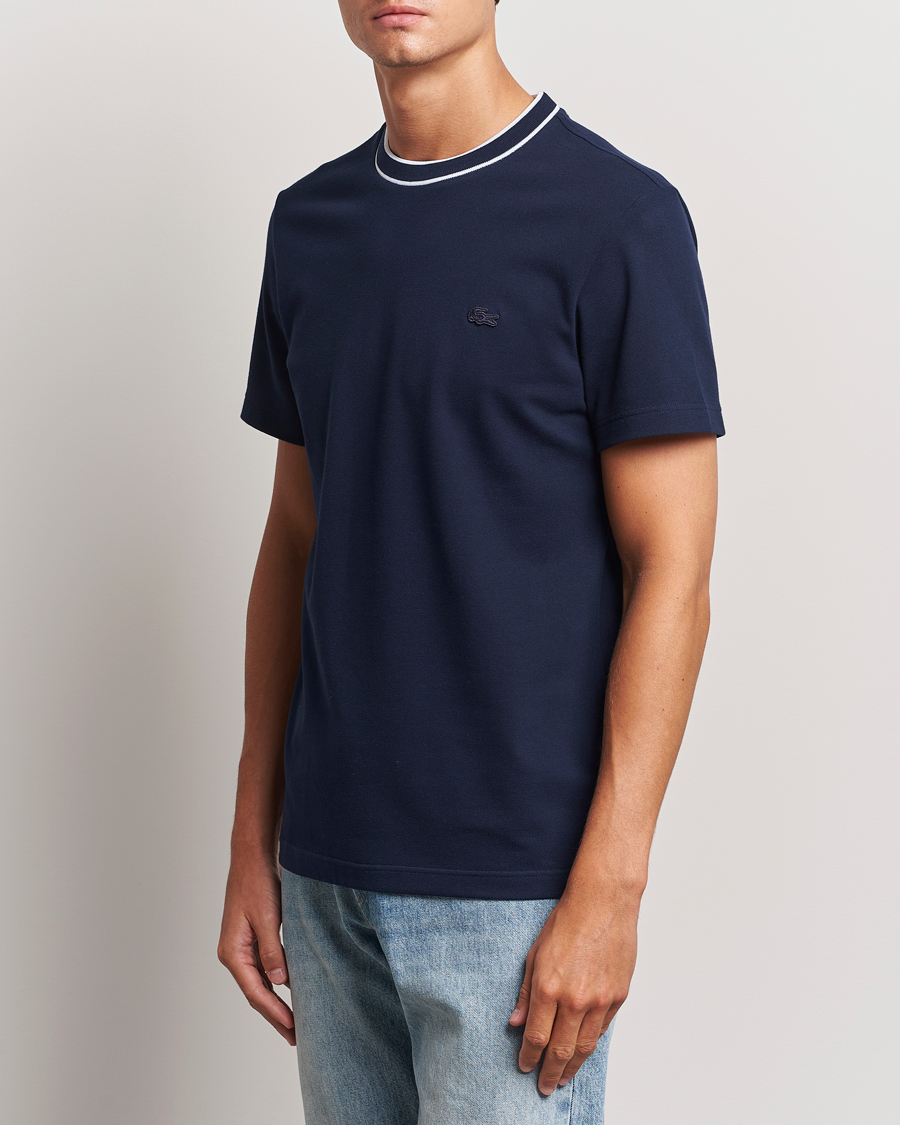 Hombres |  | Lacoste | Contrast Rib Piqué T-Shirt Navy