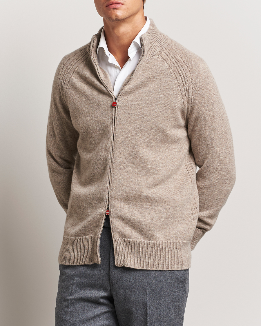 Hombres | Cremallera completa | Kiton | Cashmere Raglan Full Zip Beige