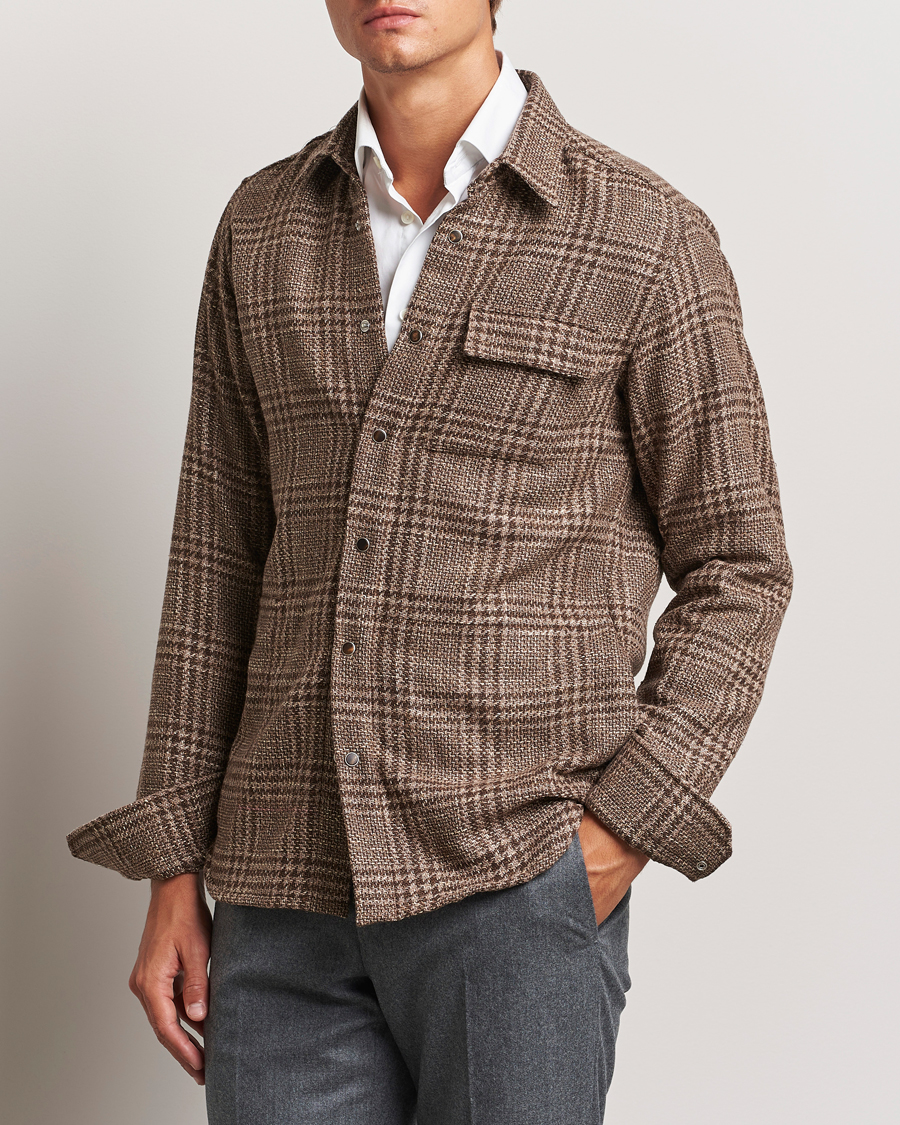 Hombres |  | Kiton | Wool Check Overshirt Brown Check