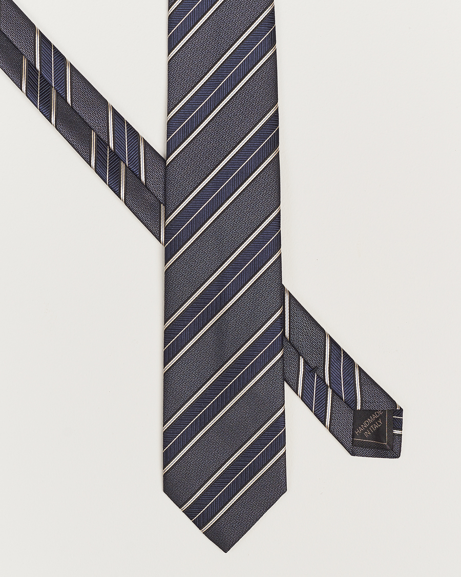 Hombres |  | Brioni | Regimental Stripe Silk Tie Navy