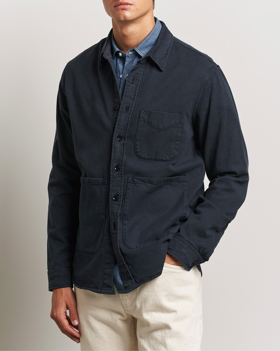 Hombres | An Overshirt Occasion | Aspesi | Cotton Utility Shirt Navy