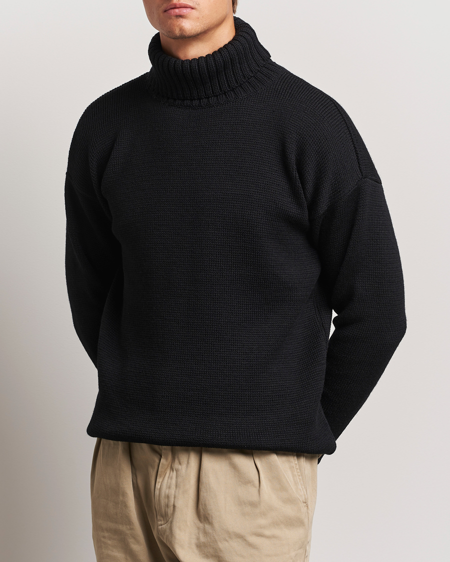 Hombres |  | Gloverall | Submariner Chunky Wool Roll Neck Black