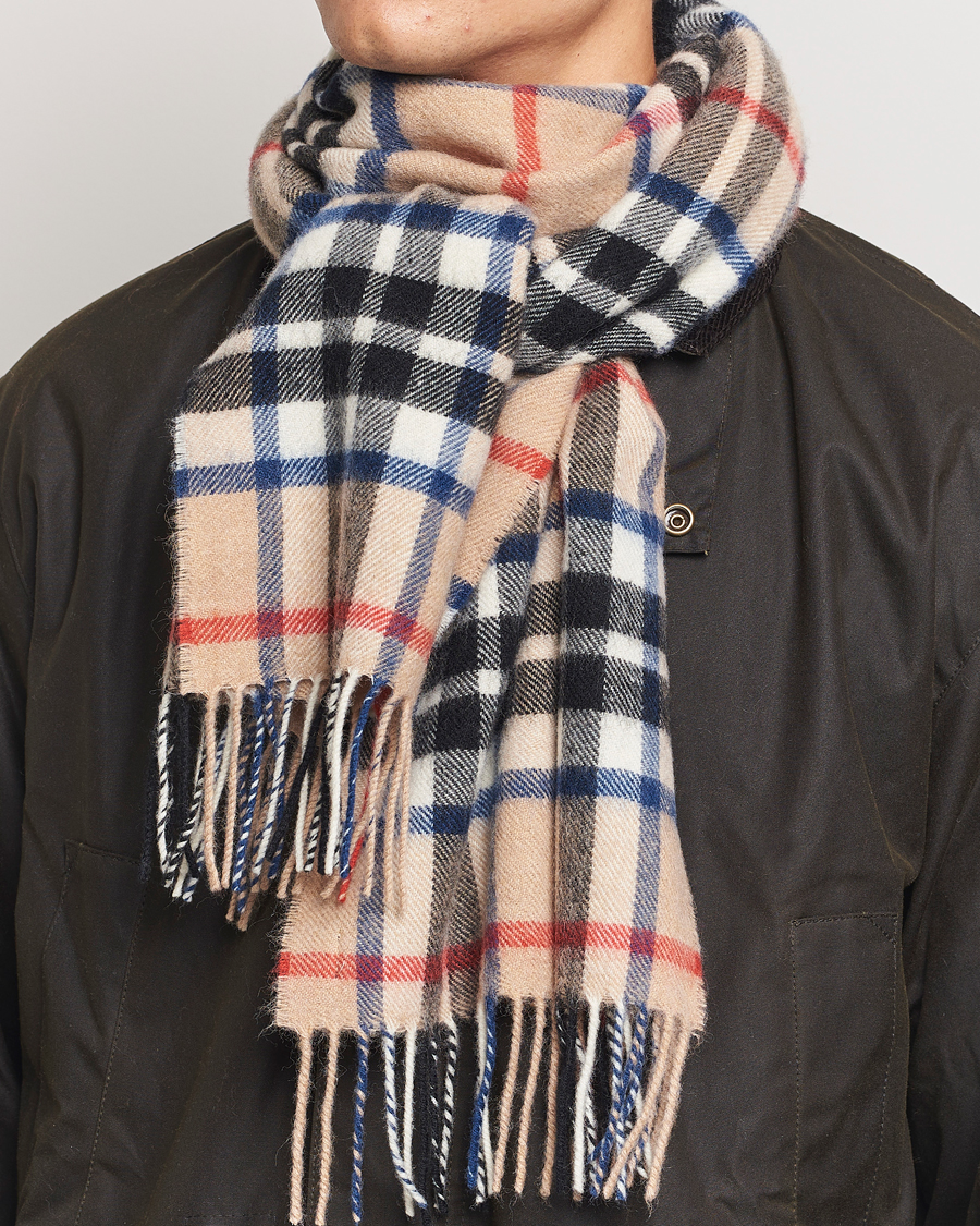 Hombres |  | Gloverall | Lambswool Scarf Camel Check