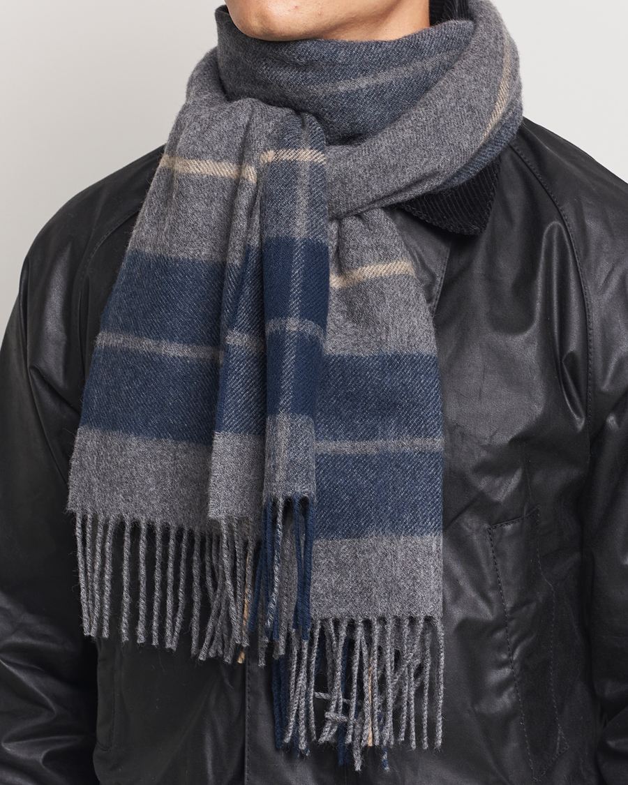 Hombres |  | Gloverall | Lambswool Scarf Grey Check