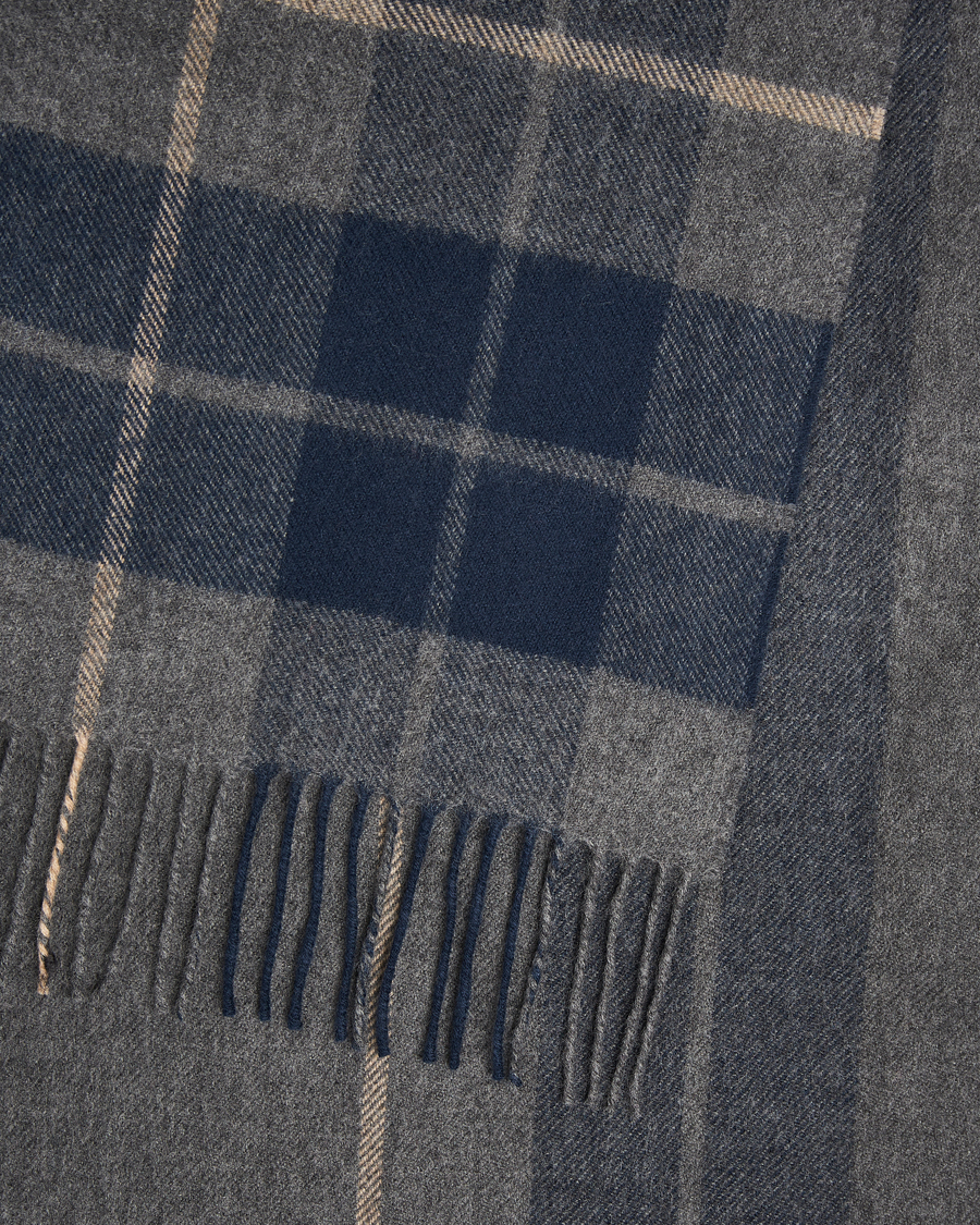 Hombres |  | Gloverall | Lambswool Scarf Grey Check