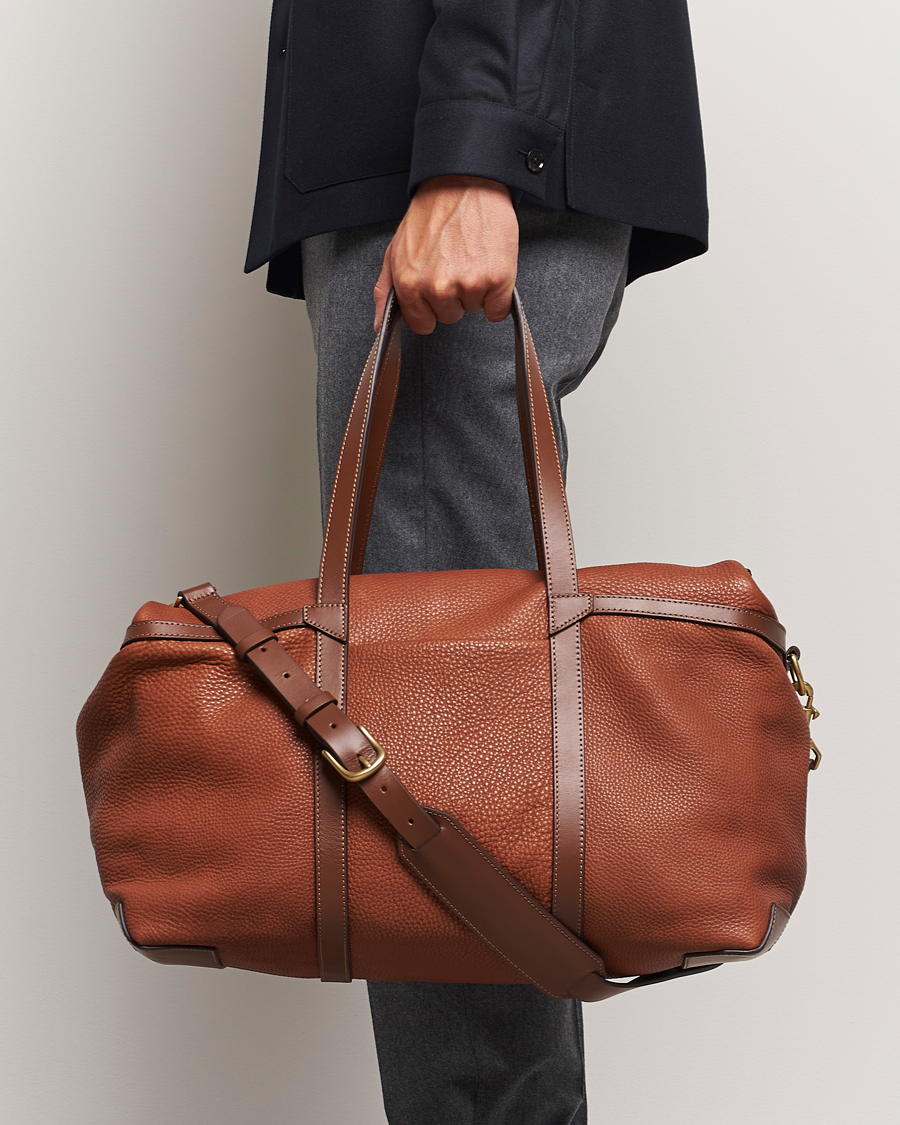 Hombres |  | Mismo | Tour Pebbled Leather Weekendbag Tabac/Cuoio