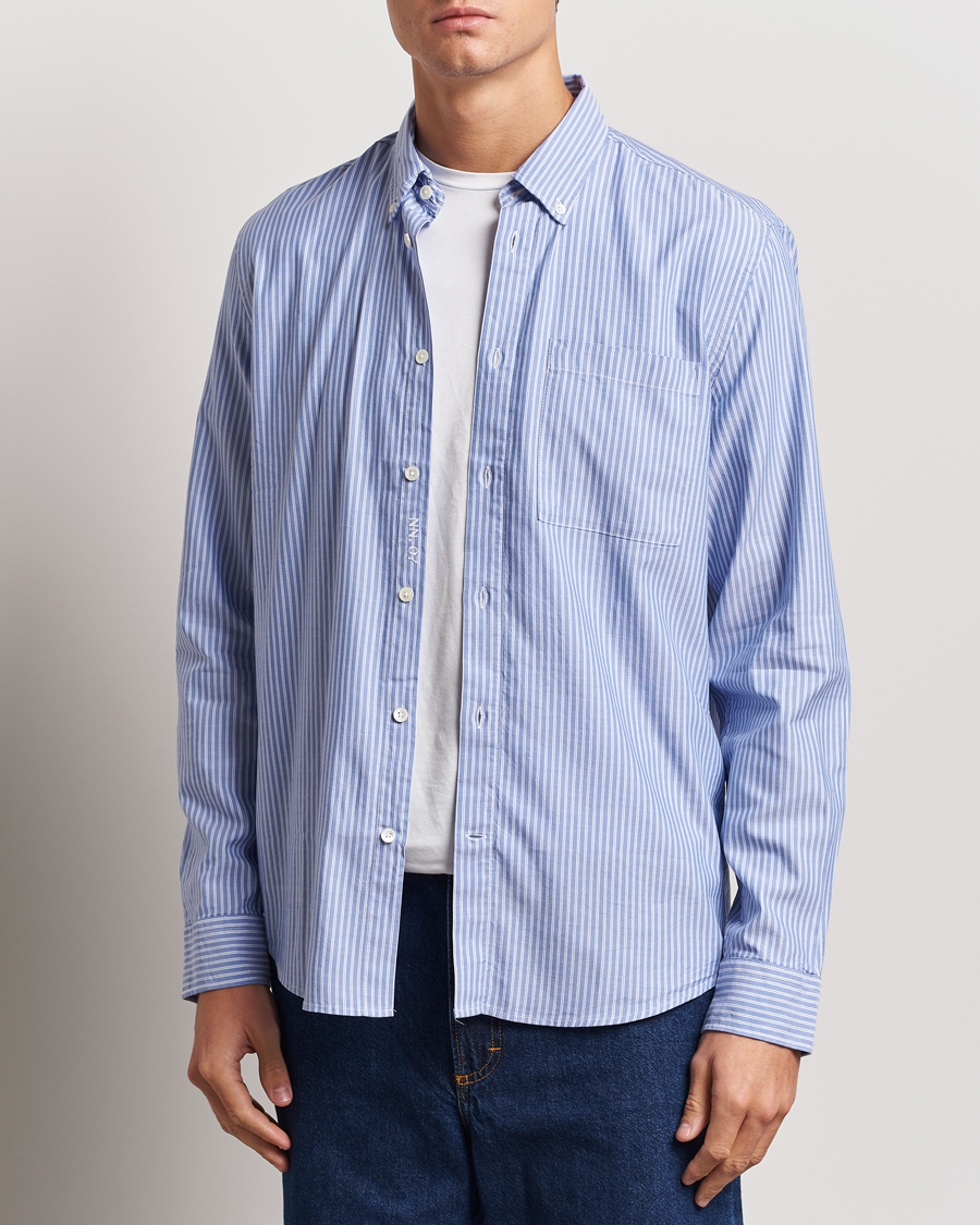 Hombres |  | NN07 | Arne Tencel Striped Shirt Blue/White