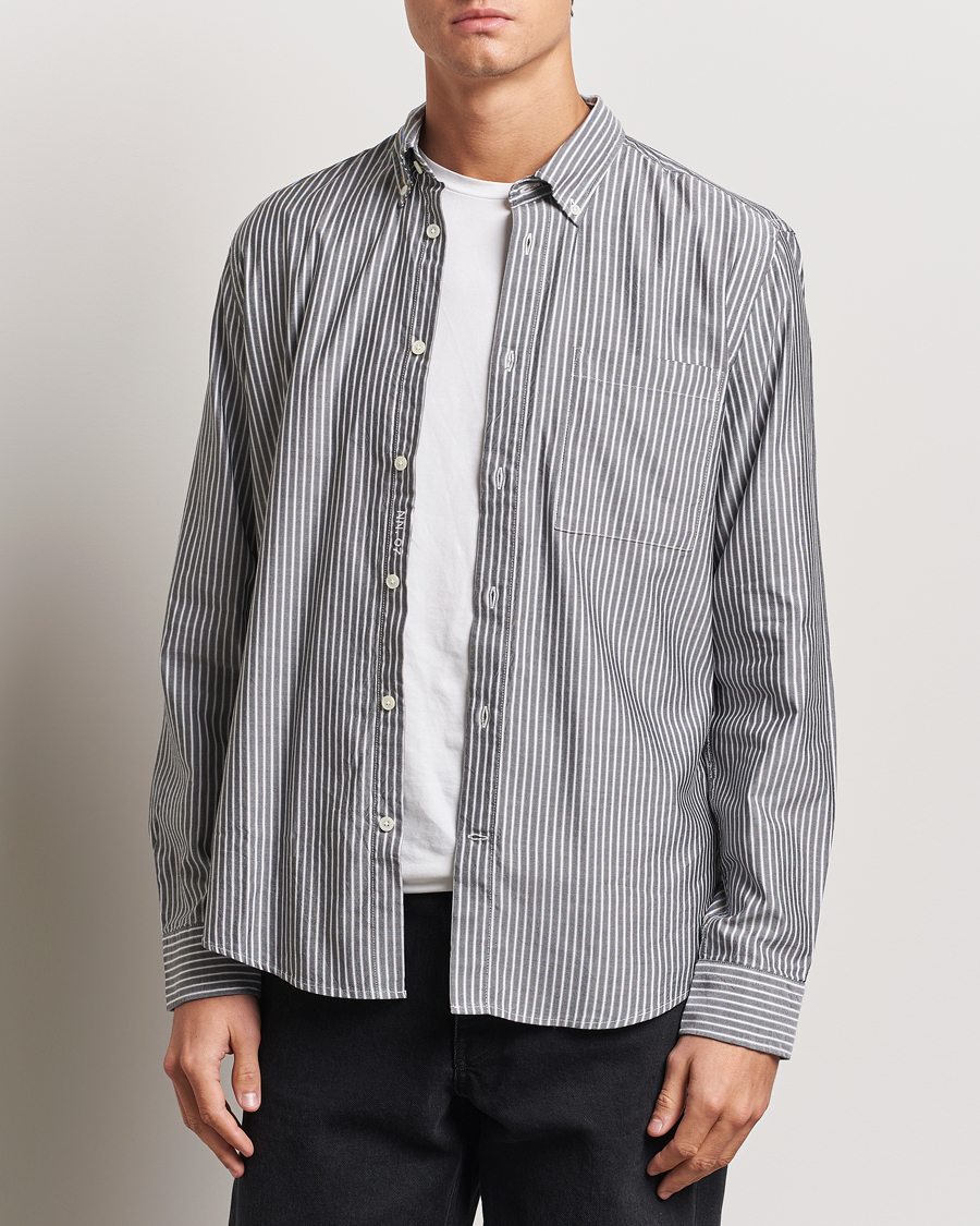 Hombres |  | NN07 | Arne Tencel Striped Shirt Black/White