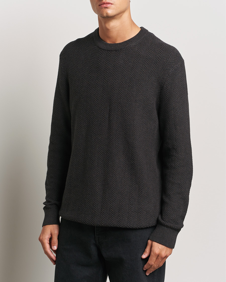 Hombres |  | NN07 | Pete Cotton Knitted Crew Neck Demitase Brown