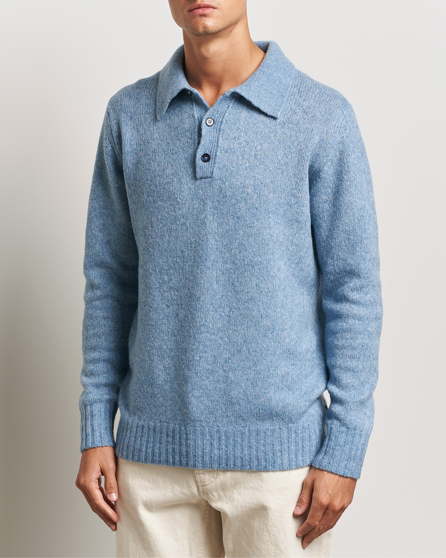 Hombres |  | NN07 | Lee Brushed Wool Polo Tink Blue