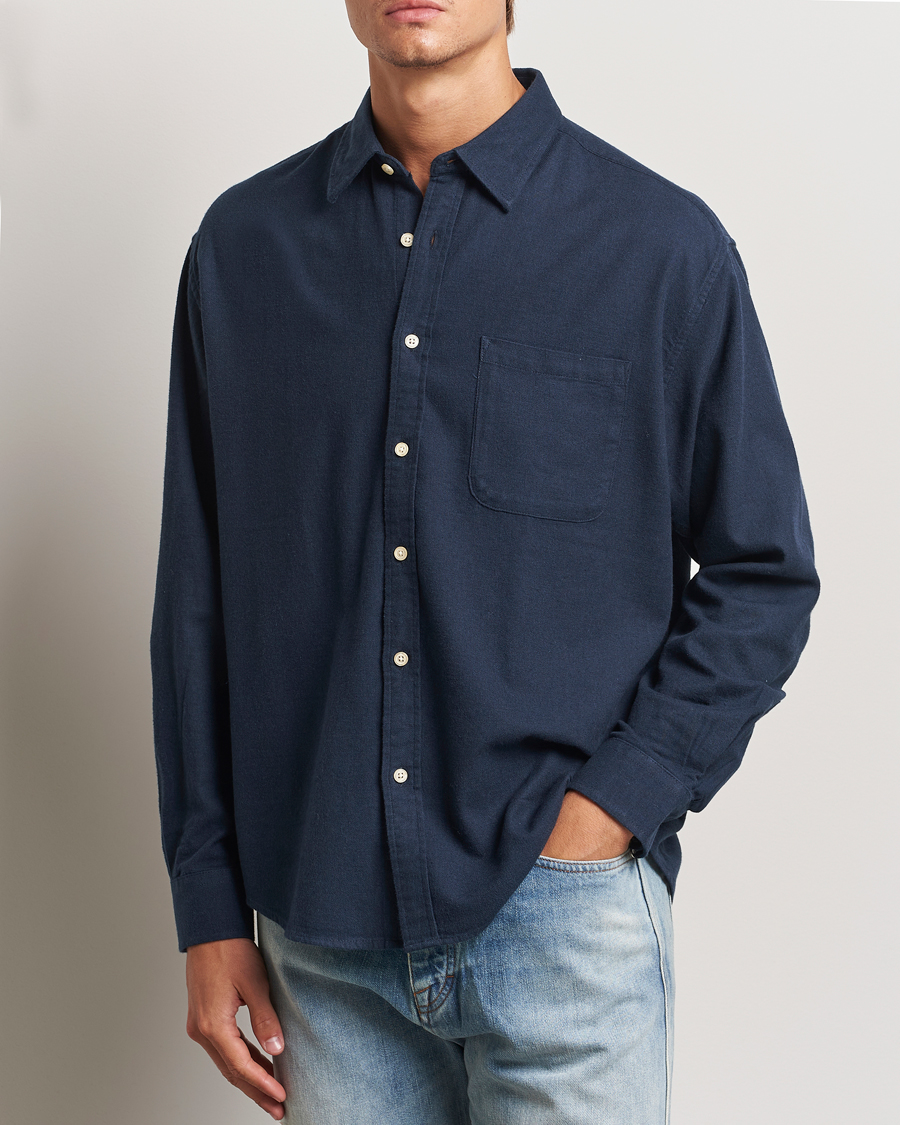 Hombres |  | NN07 | Deon Flannel Shirt Navy Blue