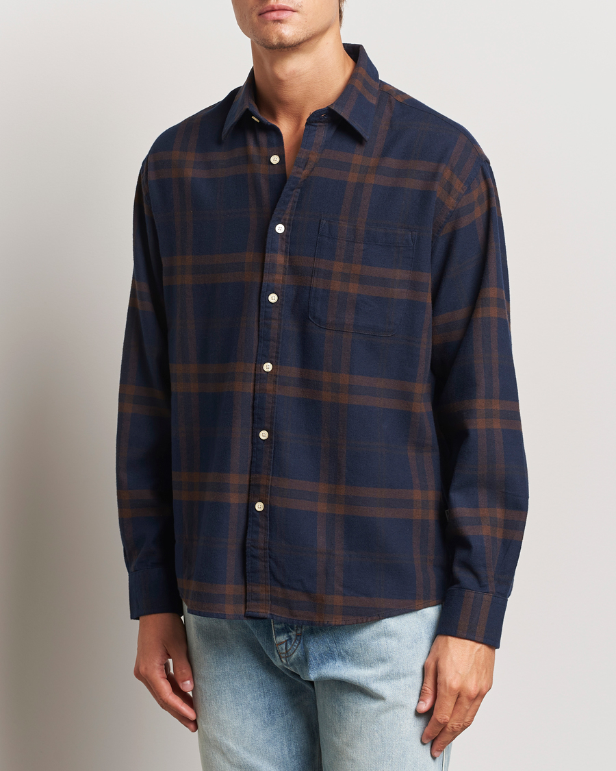 Hombres | Business & Beyond - Casual | NN07 | Deon Flannel Shirt Blue/Brown