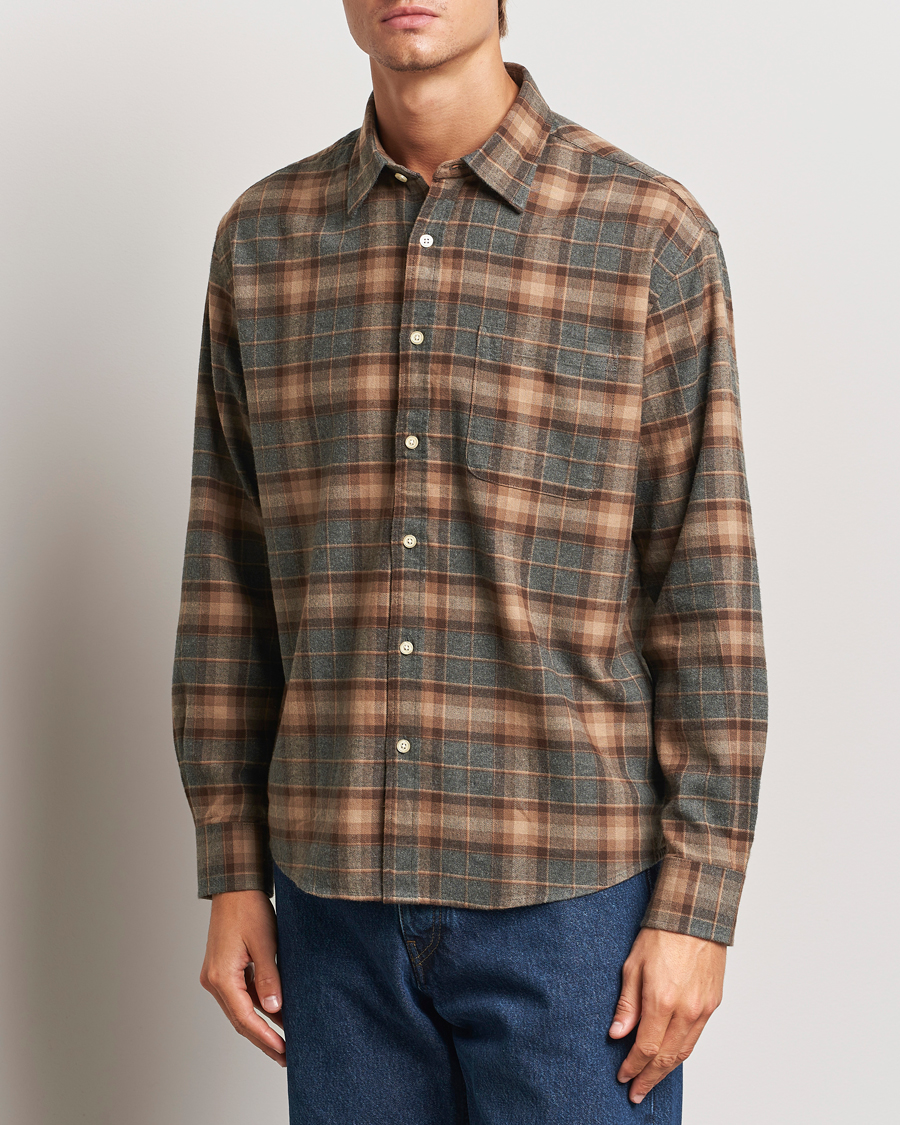 Hombres | Business & Beyond - Casual | NN07 | Deon Flannel Shirt Brown/Grey