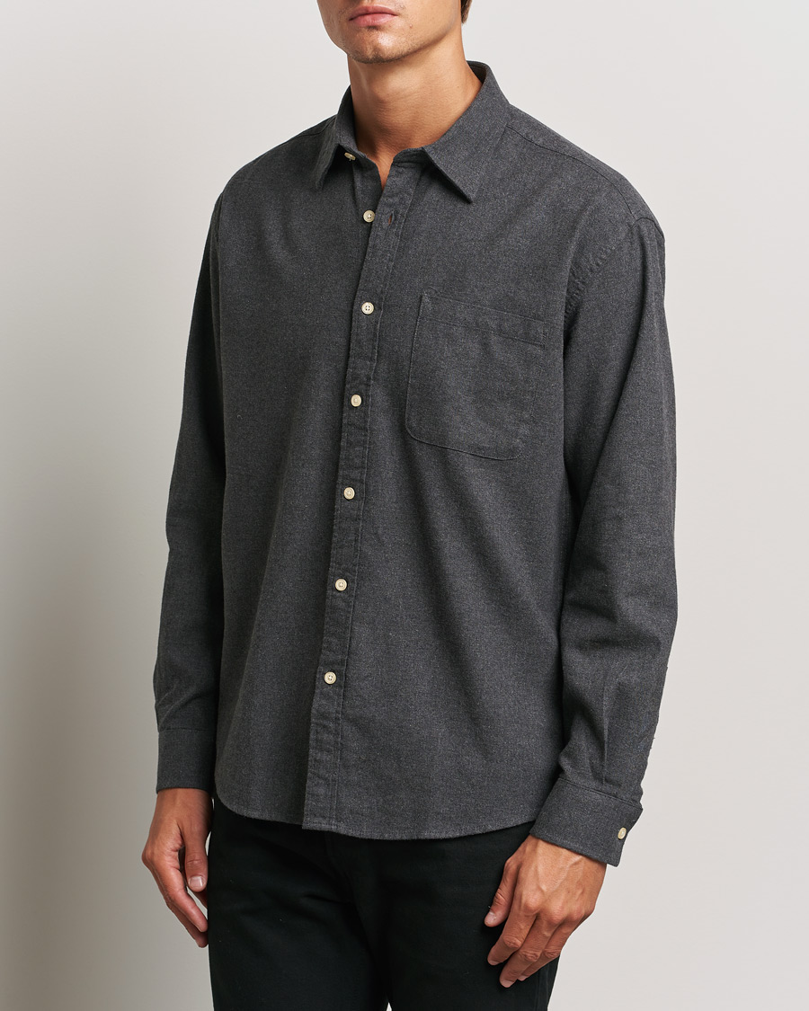 Hombres |  | NN07 | Deon Flannel Shirt Dark Grey Melange