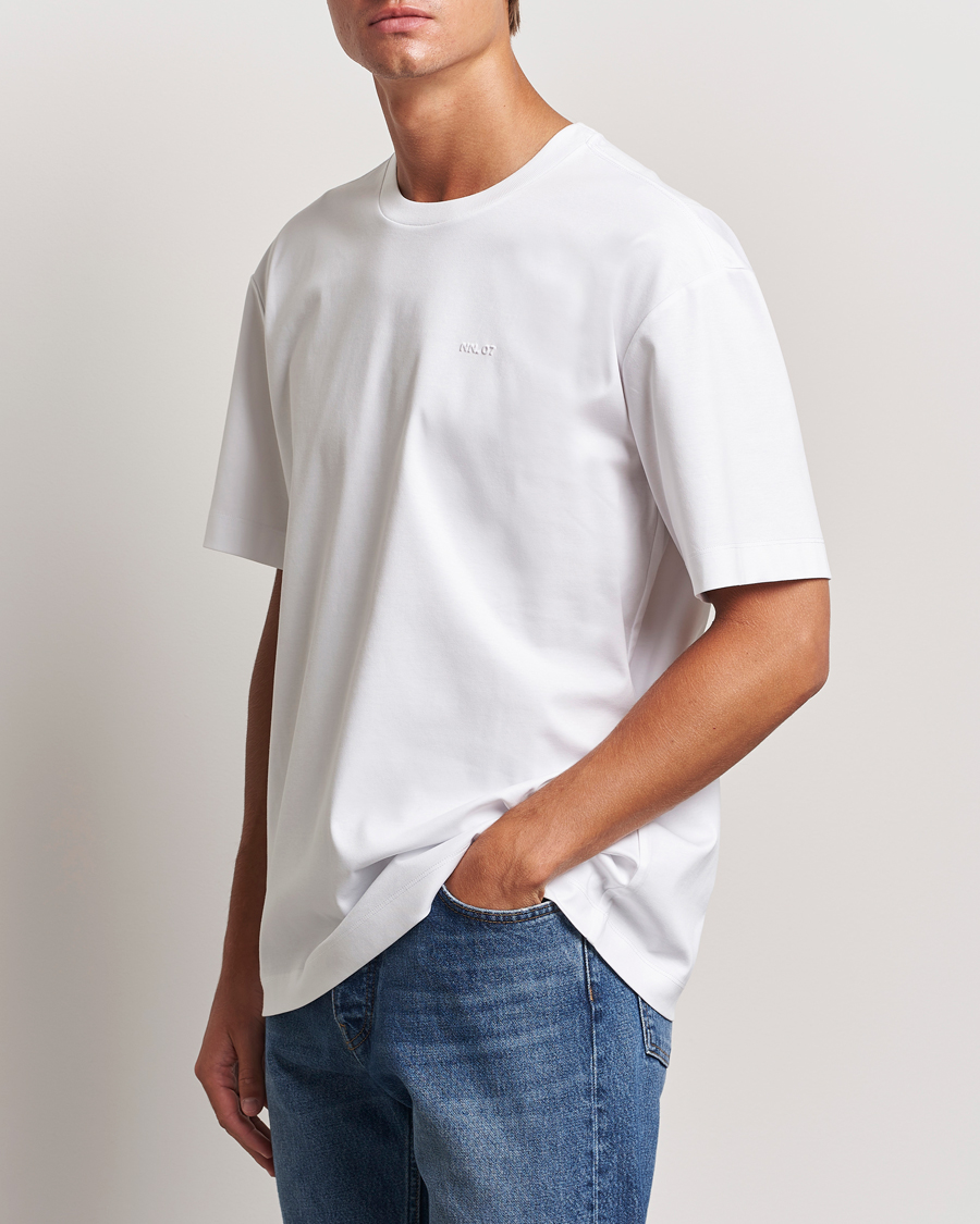 Hombres |  | NN07 | Nat Logo Mercerized Crew Neck T-Shirt White