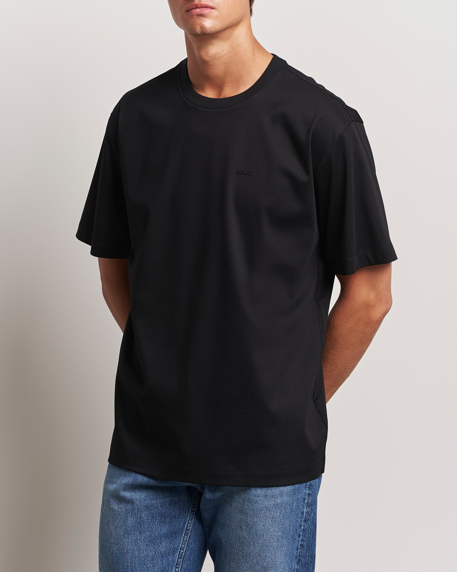 Hombres |  | NN07 | Nat Logo Mercerized Crew Neck T-Shirt Black