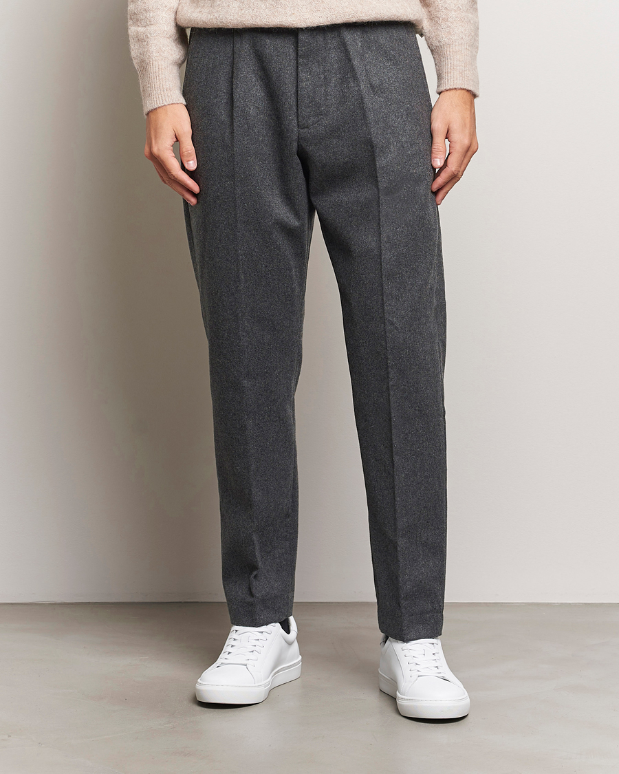 Hombres |  | NN07 | Bill Wool Pleated Trousers Grey Melange