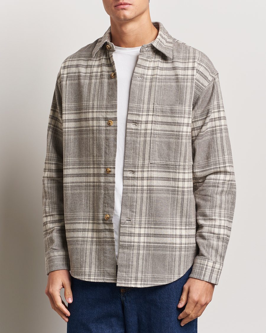 Hombres |  | NN07 | Adwin Checked Flannel Overshirt Grey/White