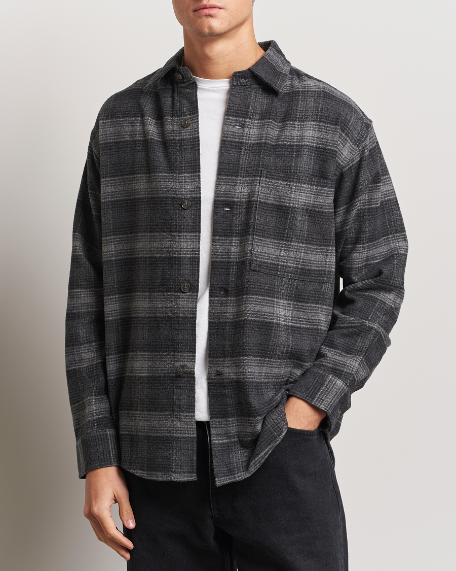 Hombres |  | NN07 | Adwin Checked Flannel Overshirt Black/Grey