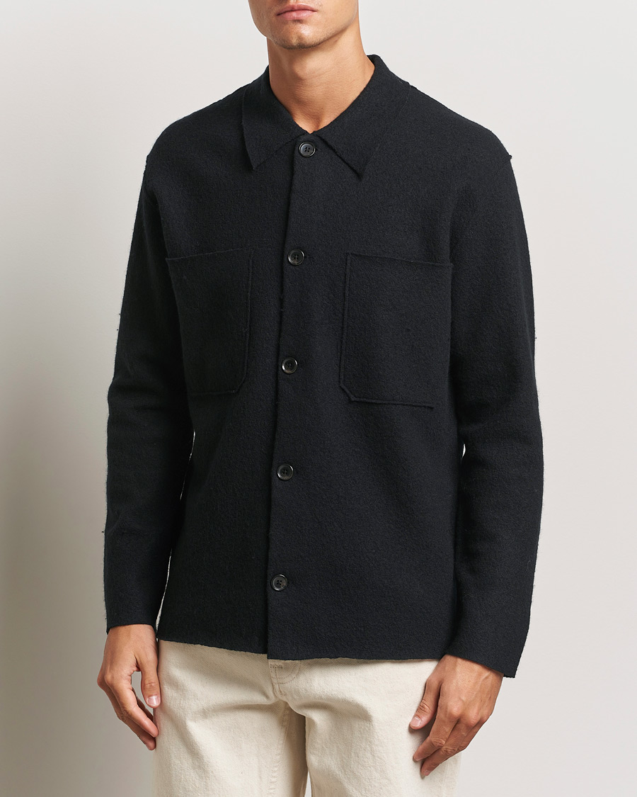 Hombres |  | NN07 | Jonas Boiled Wool Cardigan Black