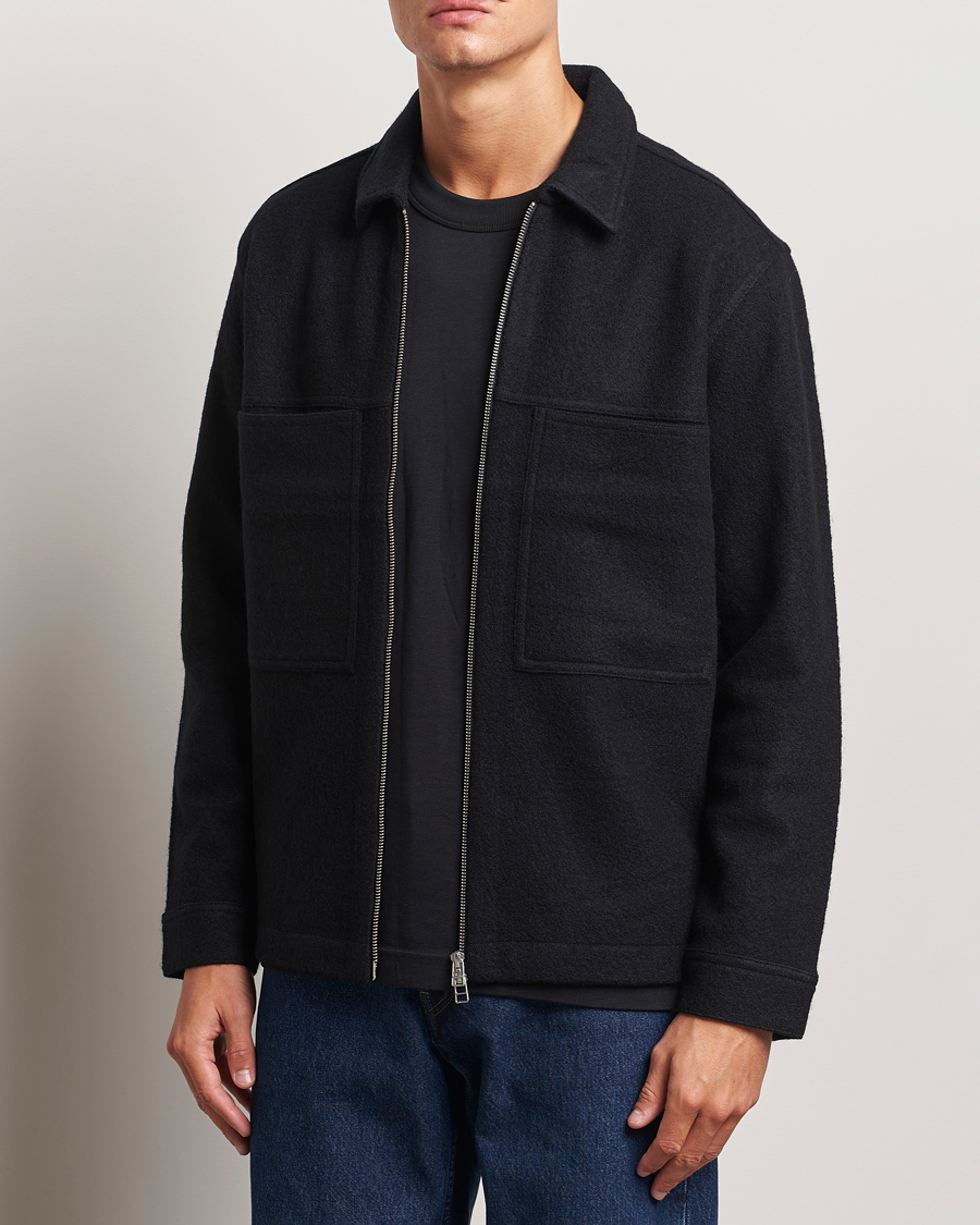 Hombres | Business & Beyond - Casual | NN07 | Isak Boiled Wool Full Zip Black