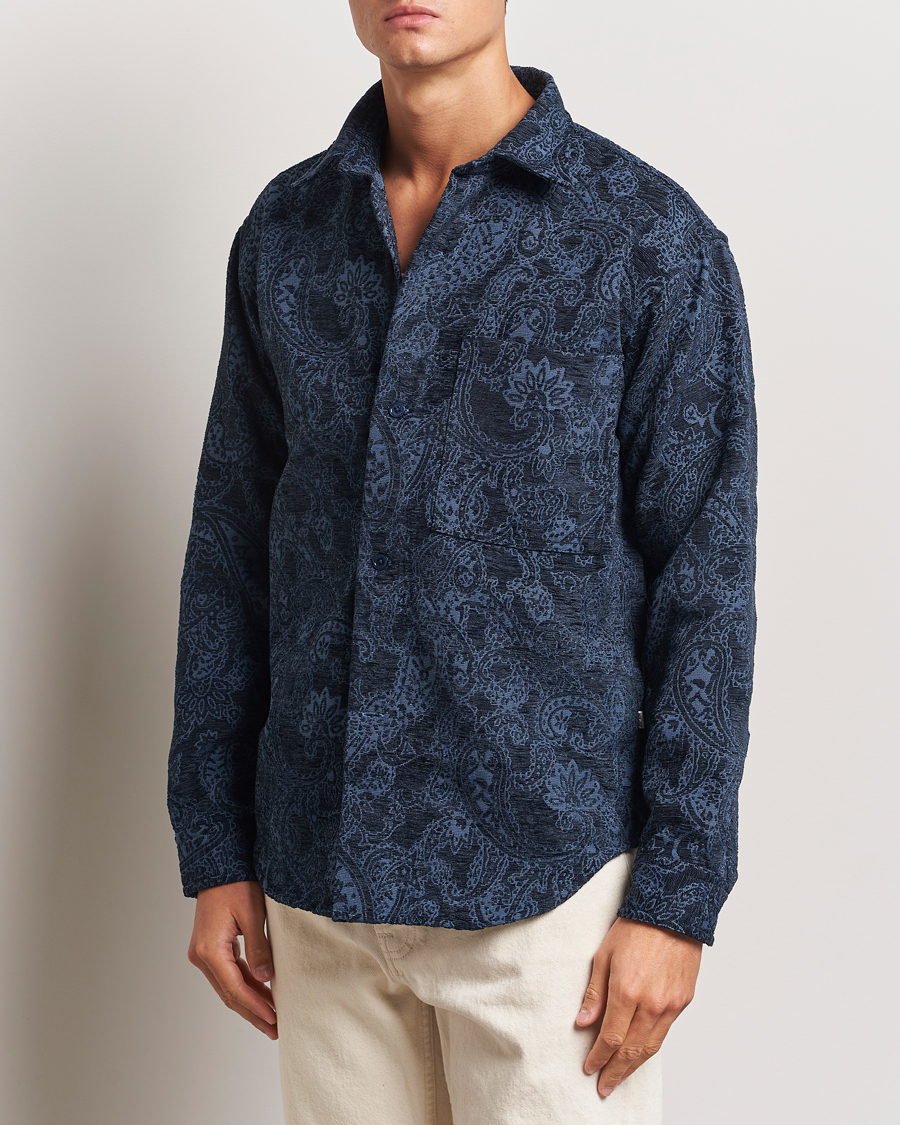 Hombres | An Overshirt Occasion | NN07 | Adwin Flower Overshirt Navy Blue