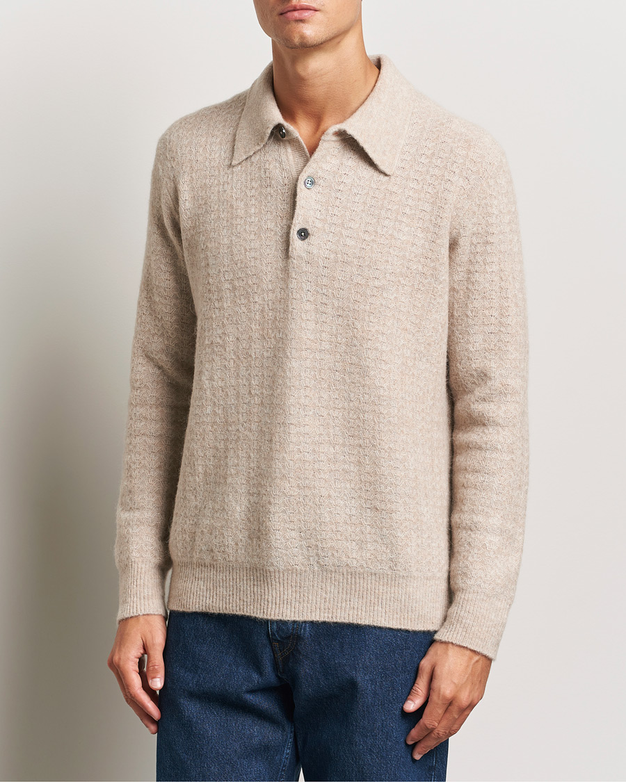 Hombres |  | NN07 | Alfie Alpaca Knitted Polo Greige